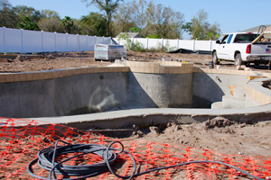 Residential swimming pool under construction